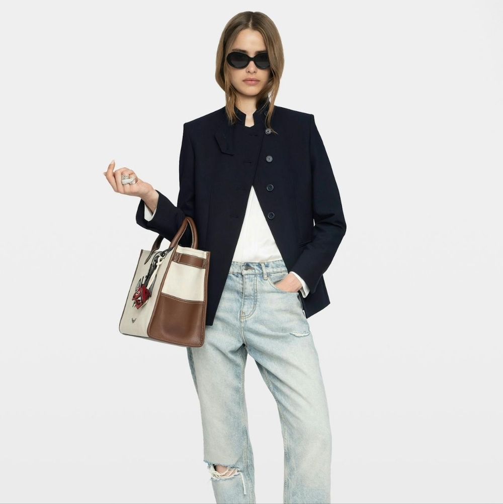 Big Sale! Zadig & Voltaire Verysa Navy Asymmetrical Blazer - Picture 3 of 11